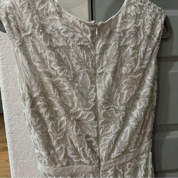 New Mac Duggal White Leaf Embroidered Beaded Gown - Picture 9 of 9